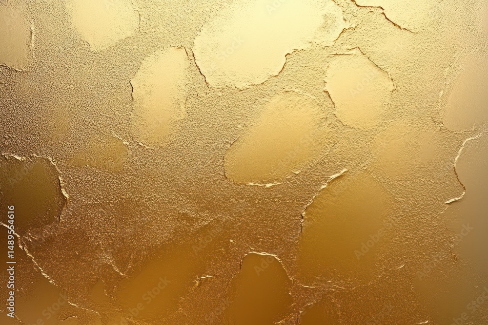 Poster close-up view of textured golden metallic surface with irregular patches and rough uneven finish