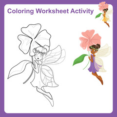 Coloring page for children. Color worksheet activity. Education about color. 