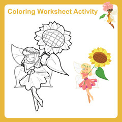 Coloring page for children. Color worksheet activity. Education about color. 