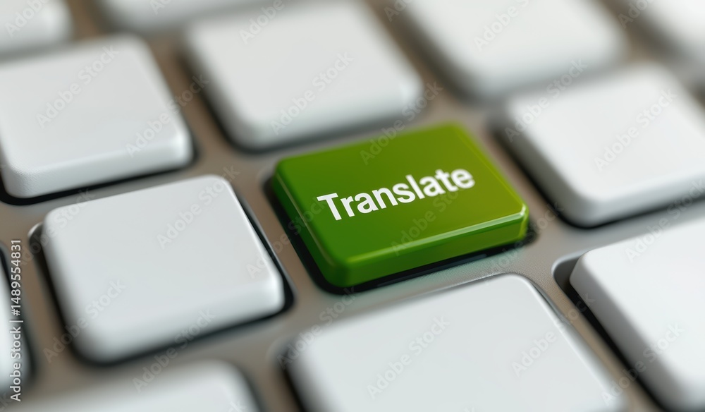Aufkleber green translate key on a modern keyboard for language conversion