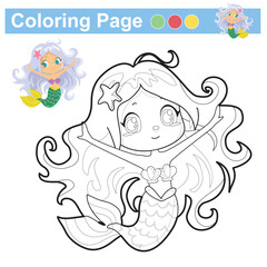 Obraz premium Coloring page for children. Color worksheet activity. Education about color. 