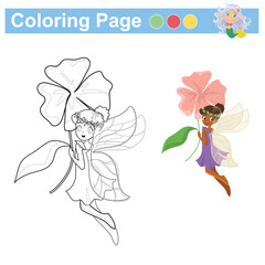 Coloring page for children. Color worksheet activity. Education about color. 