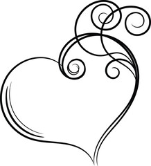 Elegant Black Swirl Heart Design Graphic Illustration