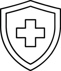 Minimalist Medical Shield with Cross - Vector Design.