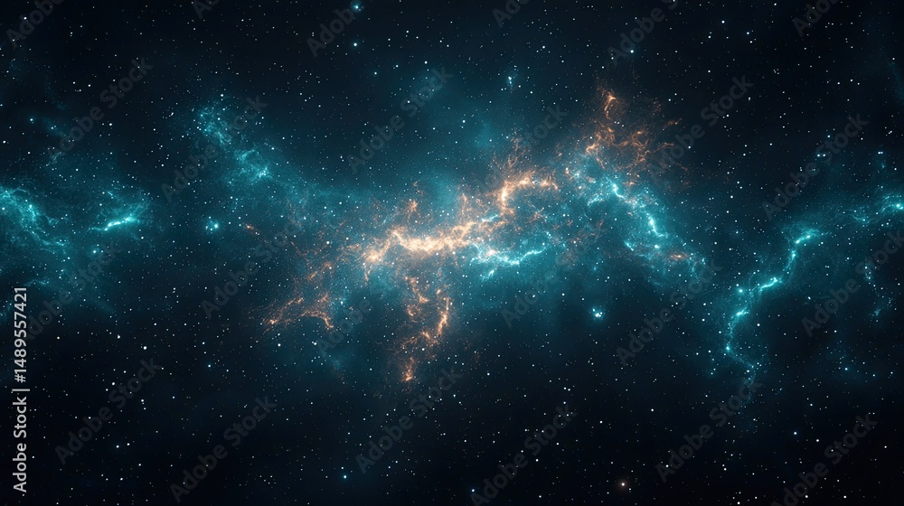 Poster capture an ethereal gathering bathed in shimmering aqua light, with stormy flashes adding depth, sho