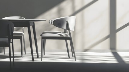 Interior design of a minimalist dining area with natural light.