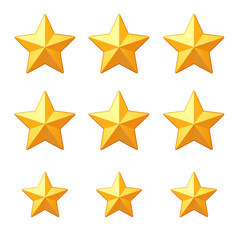 Obraz premium Colorful golden stars on a transparent background.