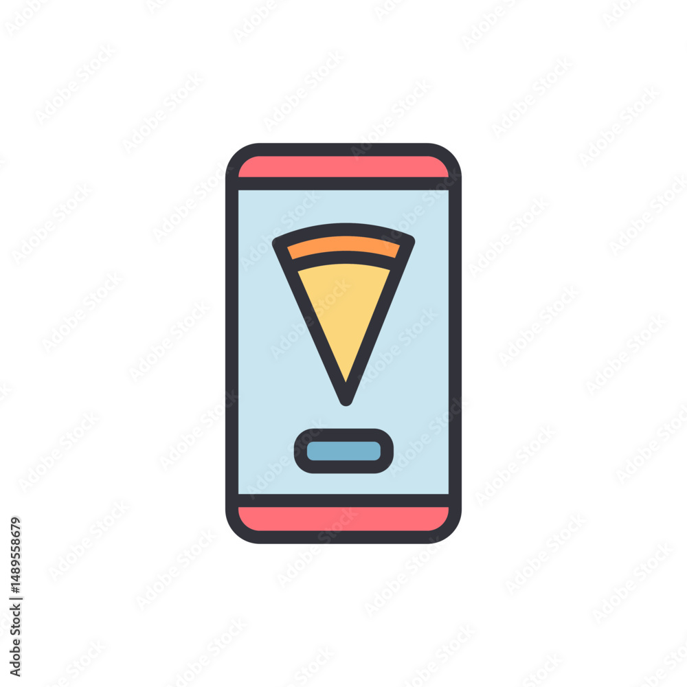 Aufkleber digital pizza ordering on smartphone with slice graphic displayed