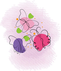 Abstract Watercolor Butterflies Line Art Design Element