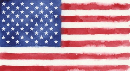 Fototapeta premium Watercolor rendition of the American flag conveying patriotic sentiments