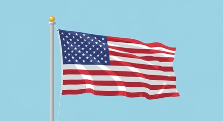 Obraz premium Waving united states of america flag against blue sky, vector illustration