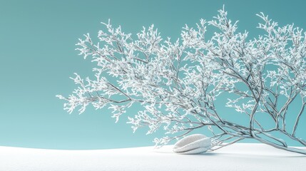 Snowy branches and shell
