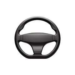 Black car steering wheel isolated on a transparent background