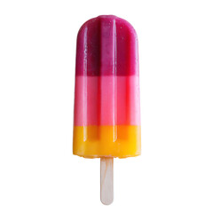Tri-colored layered fruit popsicle isolated on a transparent background