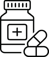 Minimalist Medicine Bottle with Pills - Vector Design
