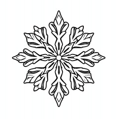 Elegant Snowflake Pattern Coloring Page.