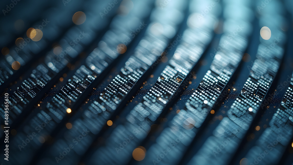 Poster digital microchip grid texture, nano-scale silicon pattern, futuristic circuit mosaic, high-tech bac