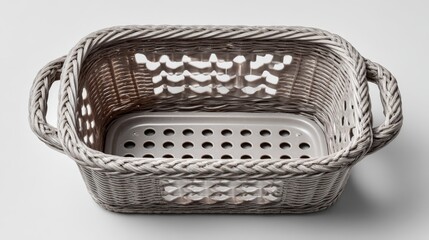 empty shopping basket copy space top view whi background.