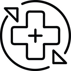 Medical Cross with Circular Arrows - Vector Design.