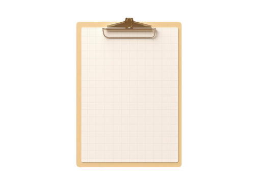 clipboard with paper isolated on white or transparent png