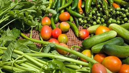 Fresh vegetables for cooking. Vegetables contain dietary fiber that helps cleanse the intestines.