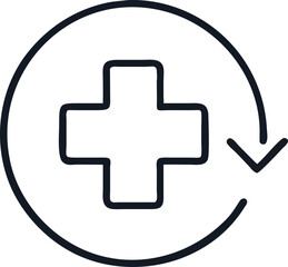 Medical Cross with Circular Arrows - Vector Design.