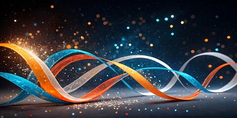 Obraz premium Festive Abstract Ribbons and Sparkles