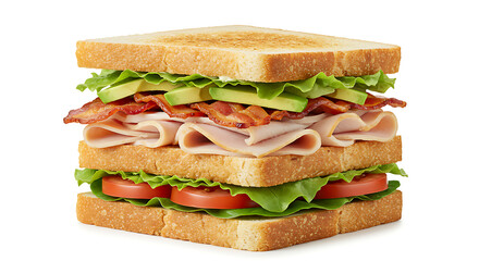 Club sandwich isolated on white background. American food