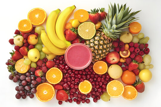 Fresh fruits and vegetables like orange, apple, and banana are healthy food for a ripe and juicy diet