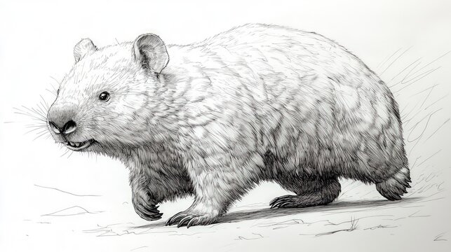 Detailed grayscale illustration of a wabbit