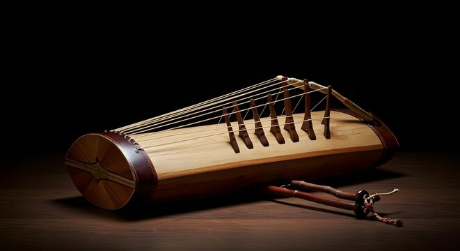 Traditional Korean Daegeum Bamboo Musical Instrument in Elegant Display