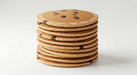 Stack of Pancakes Isolated on White Background. American Food