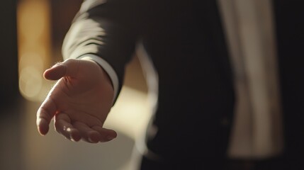 Obraz premium Businessman Offering Handshake Proposing Partnership