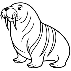 Icy Walrus line art vector