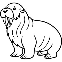 Icy Walrus line art vector