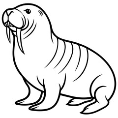 Icy Walrus line art vector