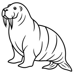 Icy Walrus line art vector