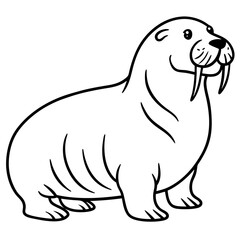 Icy Walrus line art vector