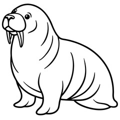 Icy Walrus line art vector