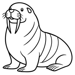 Icy Walrus line art vector