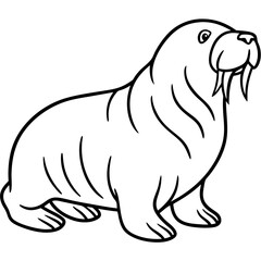 Icy Walrus line art vector