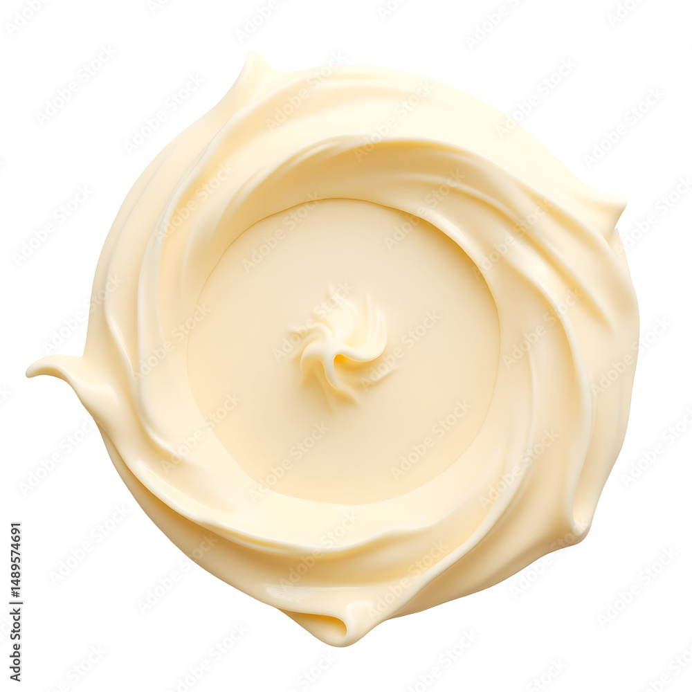 Poster top-down view of a delicate cream swirl, an abstract composition of smooth textures and subtle grada