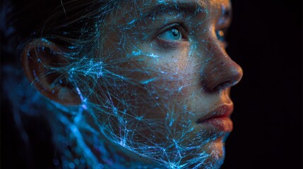 Abstract Portrait: Glowing Face Network Art