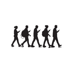 People Walking with Cellphones silhouette