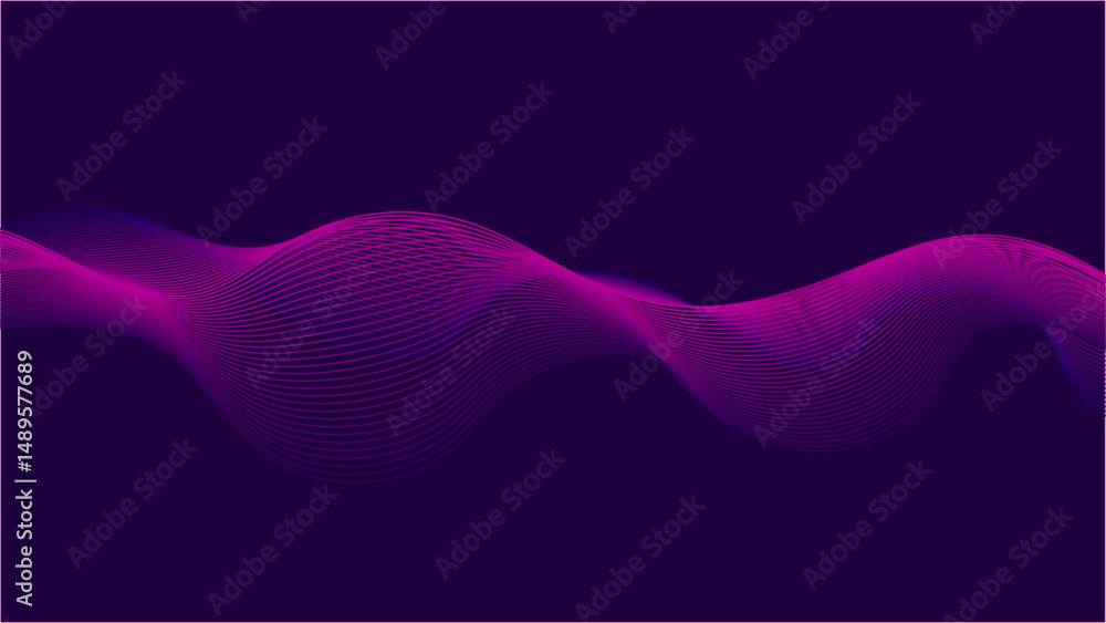 Canvas Prints elegant blue wave on black backdrop. futuristic wave pattern in blue.