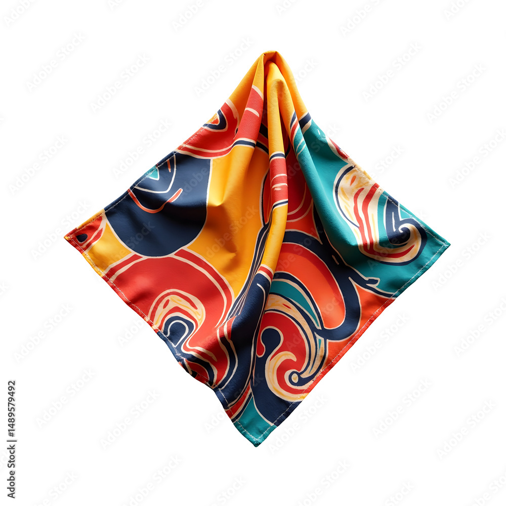 Poster vibrant abstract pattern on a folded napkin showcasing modern design and intricate details for texti