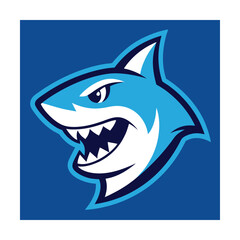 Aggressive Shark Head Mascot Logo with Open Mouth
