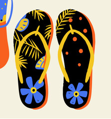 Tropical Floral Flip Flops Summer Beach Sandals