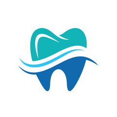 Obraz premium Tooth and Wave Symbol Representing Freshness and Clean Water