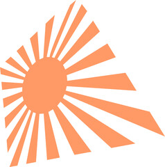 A bright orange vector sun illustration bursts with yellow rays in a circular design